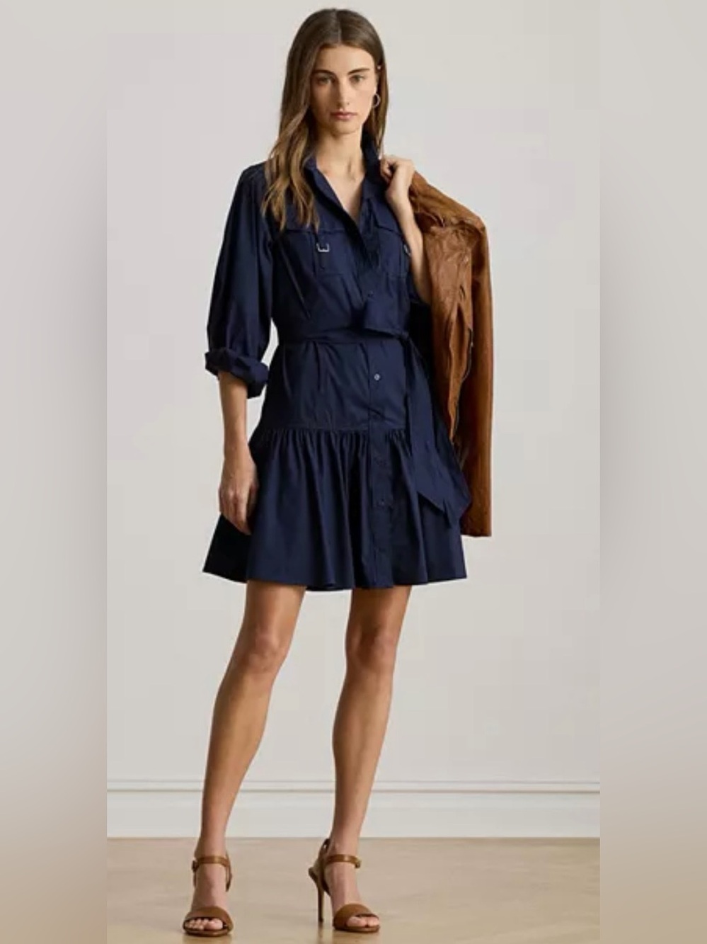 Ralph Lauren Navy Button-Front Shirt Dress